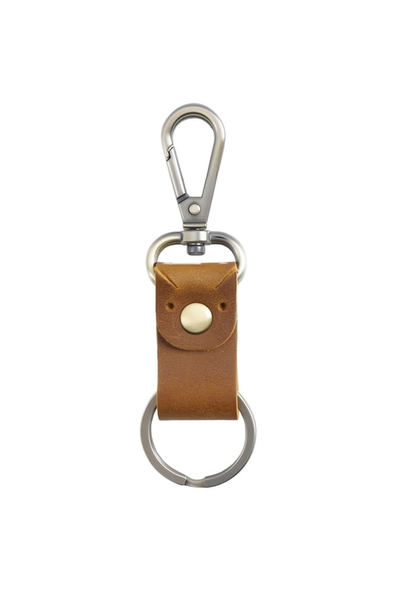 1 pc Cowhide & Alloy Keychains with Swivel Clasps Sandy Brown 10.15cm