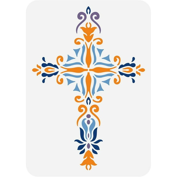 1 pc Crucifix Painting Stencil 11.7x8.3inch Cross Theme Plastic Crucifix Decoration Template for DIY Engraving Scrapbooking