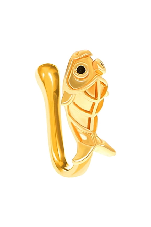 1 pc Cubic Zirconia Ladder Shape Clip on Nose Rings Brass Nose Cuff Non Piercing Jewelry for Women Men Fish 12mm