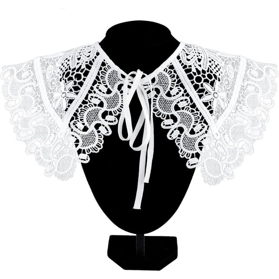 1 pc Detachable Polyester Lace Flower False Collars Neckline Trim DIY Garment Accessories White 1320mm