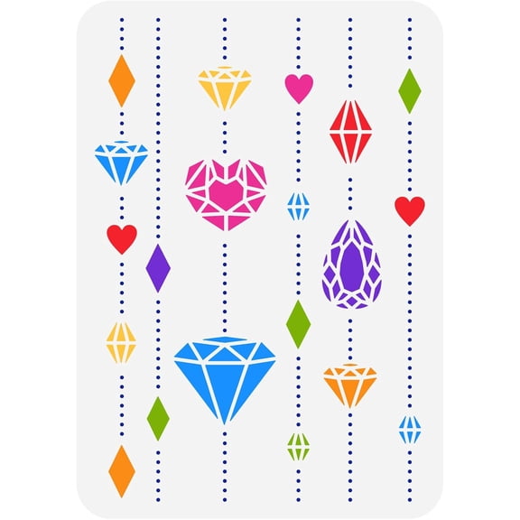 1 pc Diamond Chain Painting Stencil 8.3x11.7inch Reusable Beaded Diamond Pattern Drawing Templates Plastic DIY Decorative Stencil for Painting on Scrapbook Fabric Tiles Floor Wood