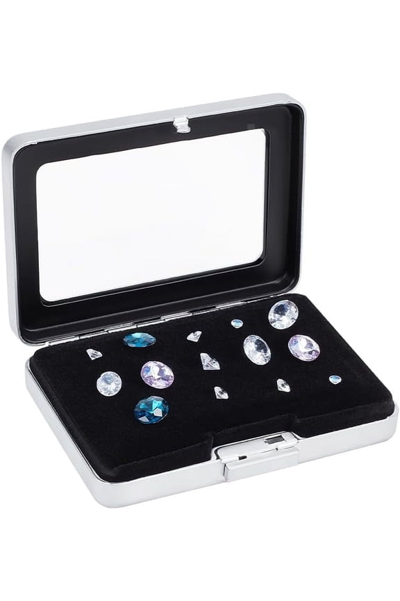 1 pc Diamond Display Boxes Gem Container Holder Gemstone Jewelry Box Show Case Storage Box Holder with Window and Velvet for Gems Coins Jewelry Displaying and Gift Packing 3.1x2.3 inch diy