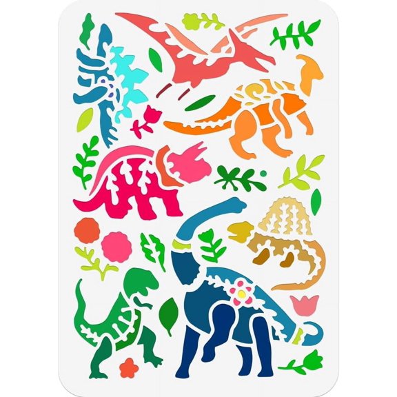 1 pc Dinosaur Painting Stencil 11.69x8.27 Inch Reusable Craft Stencils Hollow Out Drawing Painting Template for Painting on Wood Fabric Paper Walls Canvas Furniture