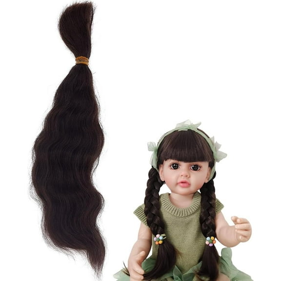 1 pc Doll Hair Wig Mohair Hair Wefts Long Curly Hair Artificial Dolls Hair Black Figurine Wigs Faux Hair Extensions Replacement Wig for Doll Making Arts Supplie DIY Doll Hair Craft 9 Inch Long