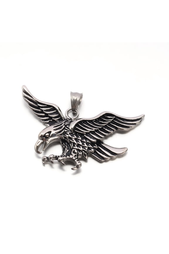 1 pc Eagle/Hawk Charm Retro 304 Stainless Steel Big Pendants Antique Silver 32.5x59.5x5mm Hole: 5.5x8.5mm