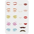 thumbnail image 1 of 1 pc Facial Features Stencils 11.7x8.3 inch Plastic Eyes Stencils Large Reusable Mouth Lips Pattern Stencil Nose Mustaches Craft Painting Stencil to Draw Faces On Wall Wood Fabric, 1 of 8