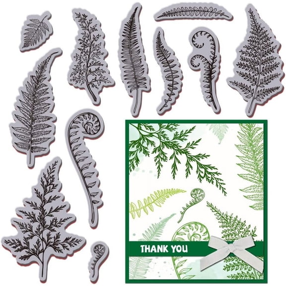 1 pc Fern Leaf Cling Rubber Stamp Plant EVA Cling Mount Script Spring Rubber Stamp Set for Card Making Photo Album Decor Decoration DIY Scrapbooking