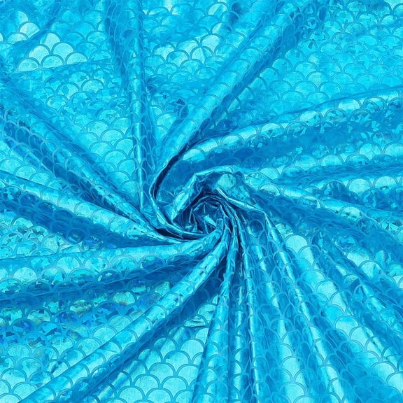1 pc Fish Scale Pattern Polyester Fabric for Clothing Accessories Deep Sky Blue 1000x1580x0.2mm handmade