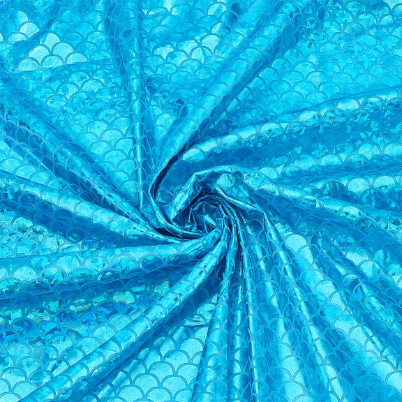 1 pc Fish Scale Pattern Polyester Fabric for Clothing Accessories Deep Sky Blue 1000x1580x0.2mm