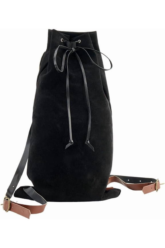 1 pc Flocking Fibre Drawstring Backpacks with PU Leather Straps and Alloy Clasps for Travel Rectangle Coffee 461x275x2mm
