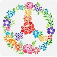 thumbnail image 1 of 1 pc Floral Peace Symbol Painting Stencil 11.8x11.8 inch Reusable Peace Sign and Rose Flower Drawing Template Vine Wreaths Stencil for Painting on Wood Wall Fabric Paper Furniture, 1 of 7