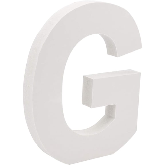 1 pc Free-Standing Alphabet 5.9" Letters White Wall Wood Letters Hanging Alphabet Decoration for Unfinished Art Craft Work DIY Words Block (G)