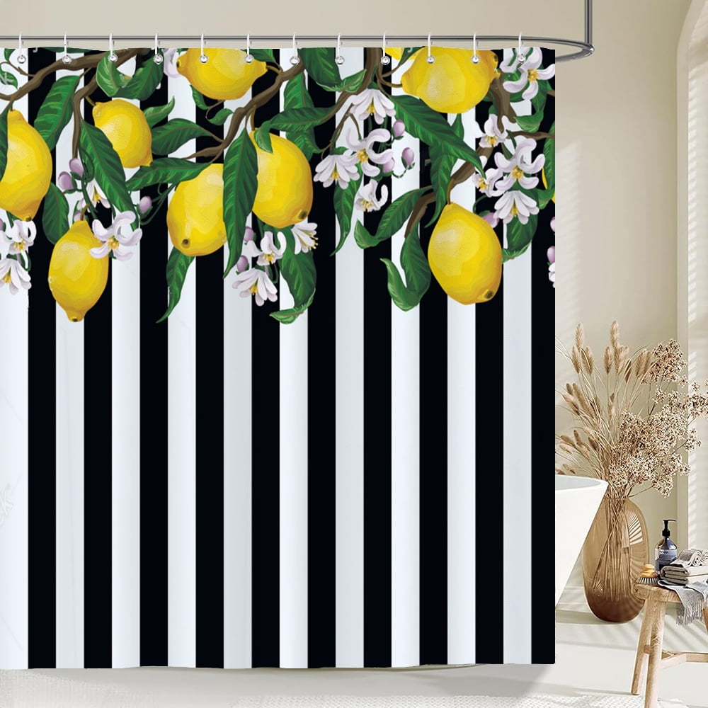 1 pc Fresh Lemon Fruit pattern Shower Curtains Bathroom Polyester Bath ...