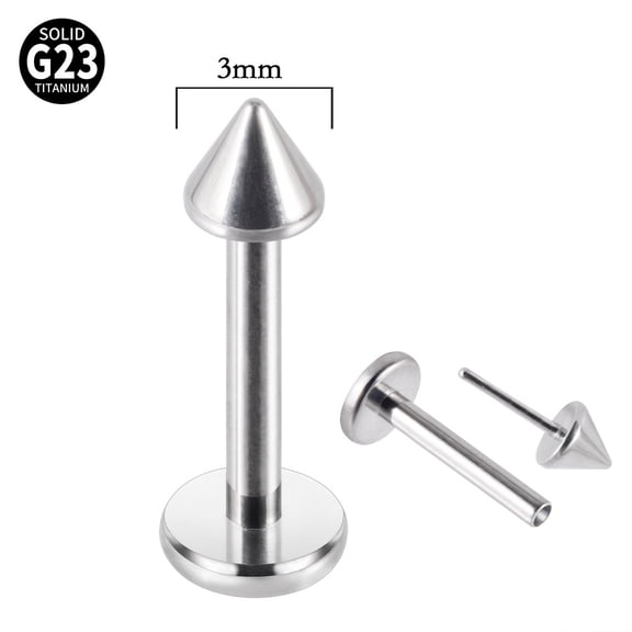 1 pc G23 Titanium Threadless Labrets Cone Stainless Steel Color 8mm Pin: 1.2mm