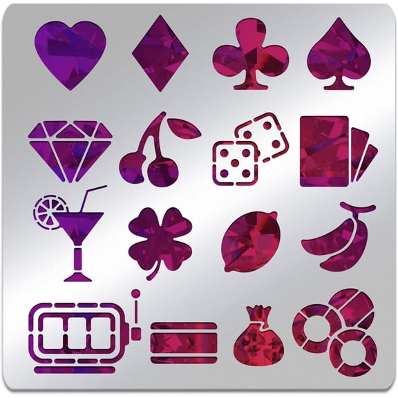 1 pc Game Machine Element Metal Stencil 6x6 inch Reusable Playing Card Painting Template for Wood Burning Journaling