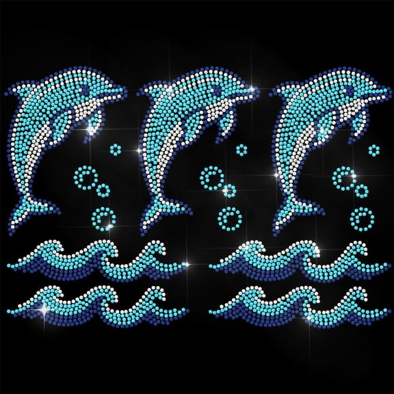 1 pc Glass Hotfix Rhinestone Iron on Appliques Costume Accessories for Clothes Bags Pants Dolphin 297x210mm