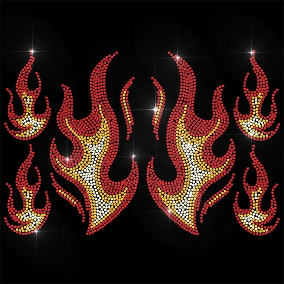 1 pc Glass Hotfix Rhinestone Iron on Appliques Costume Accessories for Clothes Bags Pants Flame 297x210mm