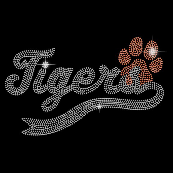 1 pc Glass Hotfix Rhinestone Iron on Appliques Costume Accessories for Clothes Bags Pants Tiger Word 297x210mm