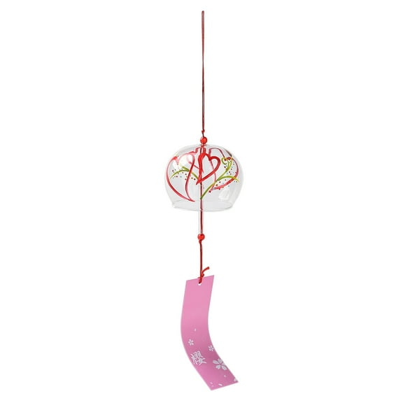 1 pc Glass Wind Chime with Polyester Cord Paper Round with Heart Clear 410mm