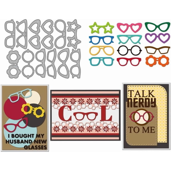 1 pc Glasses Theme Carbon Steel Cutting Dies Stencils for DIY Scrapbooking Photo Album Decorative Embossing Paper Card 139x107x0.8mm