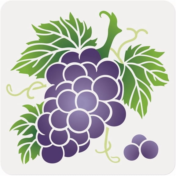 1 pc Grape Fruit Craft Stencil for Drawing 11.8 x 11.8 Inch Reusable Plastic Grape Stencil for Painting on Wood Wall Fabric Furniture