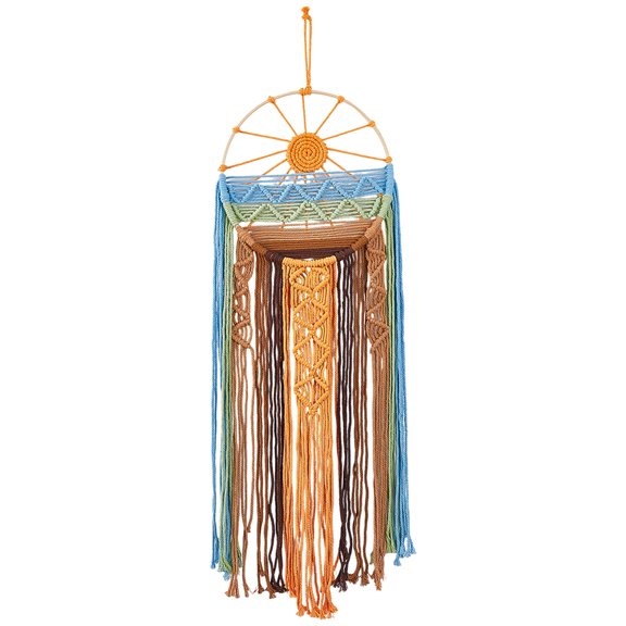 1 pc Hand-Woven Polyester Macrames Wall Decorations with Iron Rings for Home Wall Hanging Decorations Sun 840mm