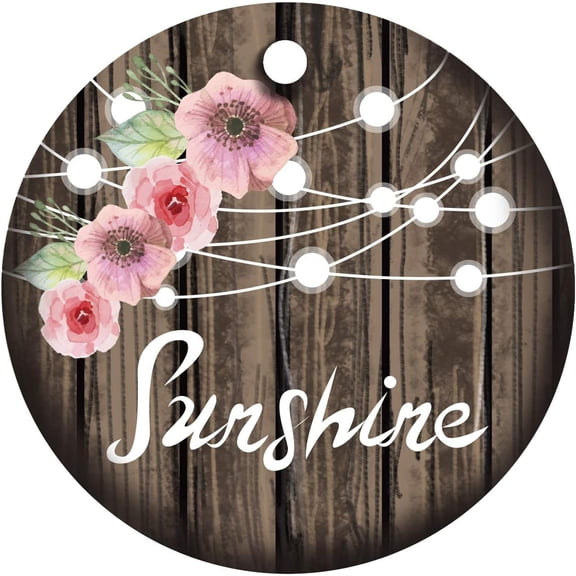 1 pc Handmade Porcelain Pendants Flat Round with Word Sunshine BurlyWood 75x2mm