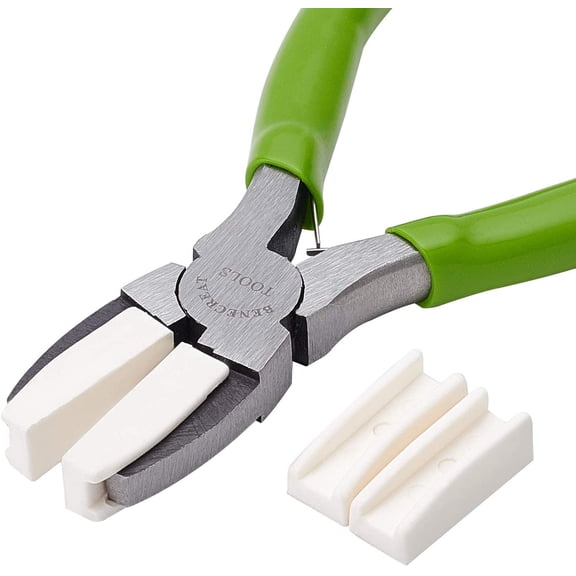 1 pc High Carbon Steel Flat Nose Pliers Nylon Jaw Pliers Green 138x60x10mm art