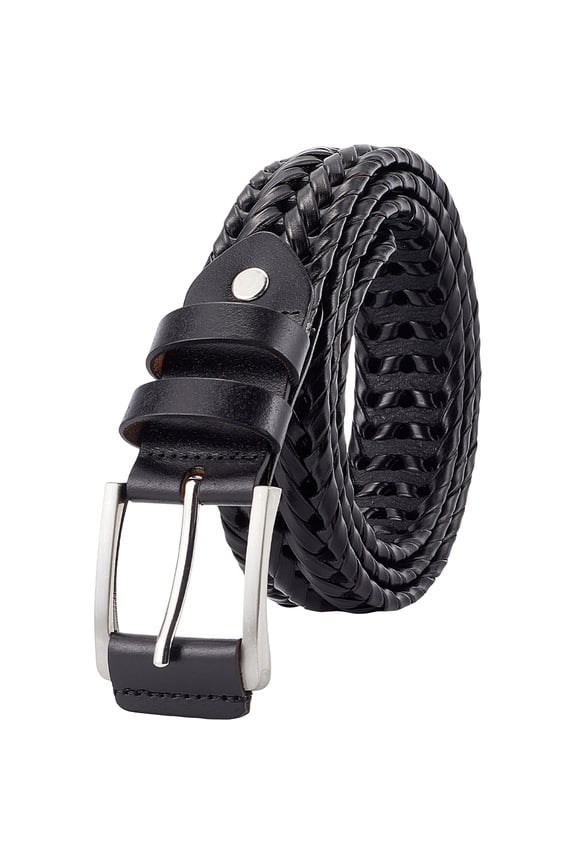 1 pc Imitation Leather Chain Belts with Alloy Clasps Black 44-7/8 inch(114cm)