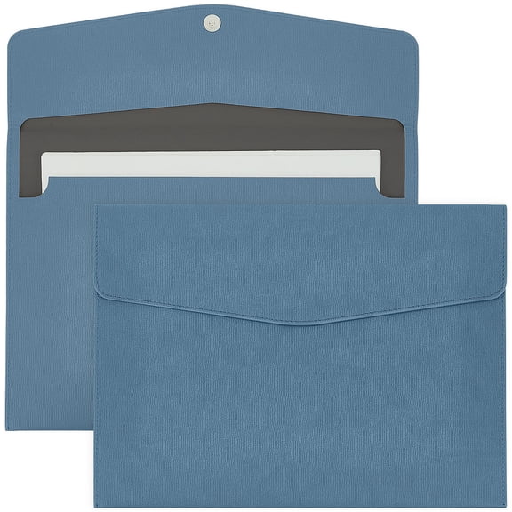 1 pc Imitation Leather File Stationery Storage Pockets File Envelope Pouch with Magnetic Clasp Rectangle Cadet Blue 245x331x4mm