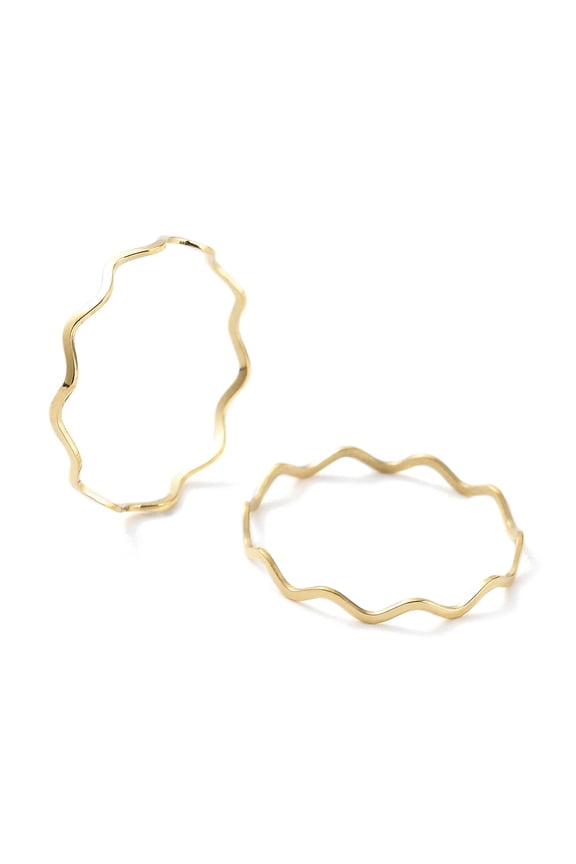 1 pc Ion Plating(IP) 304 Stainless Steel Wave Finger Rings Real 18K Gold Plated US Size 7 1/4(17.5mm)