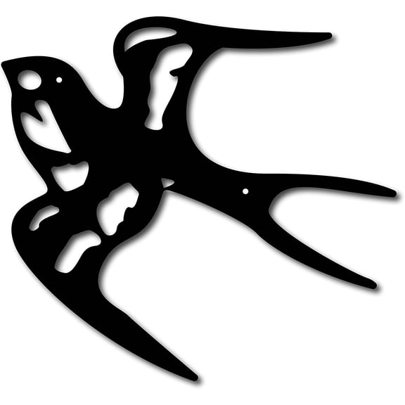 1 pc Iron Pendant Decorations for Outdoor Garden Decoration Swallow Electrophoresis Black 23x25cm