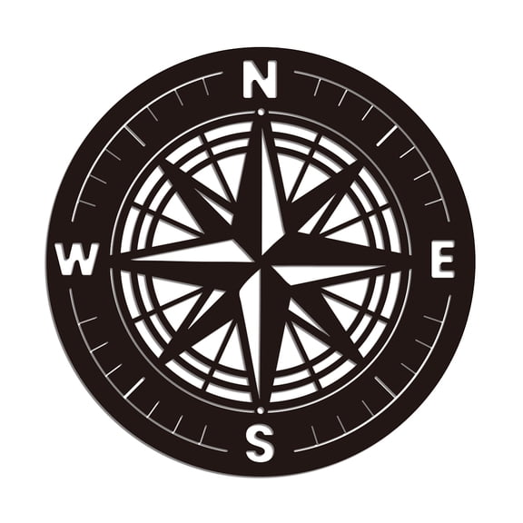 1 pc Iron Wall Art Decorations for Front Porch Living Room Kitchen Matte Style Compass 277x300x1mmDIY
