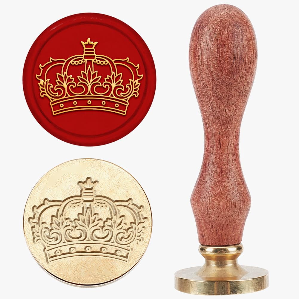 CTEB Bee Imperial Crown Wax Seal Stamp Kit, Brass Head & Rosewood Handle, 25mm/30mm - For Invitations, Letters, Gift Wrapping