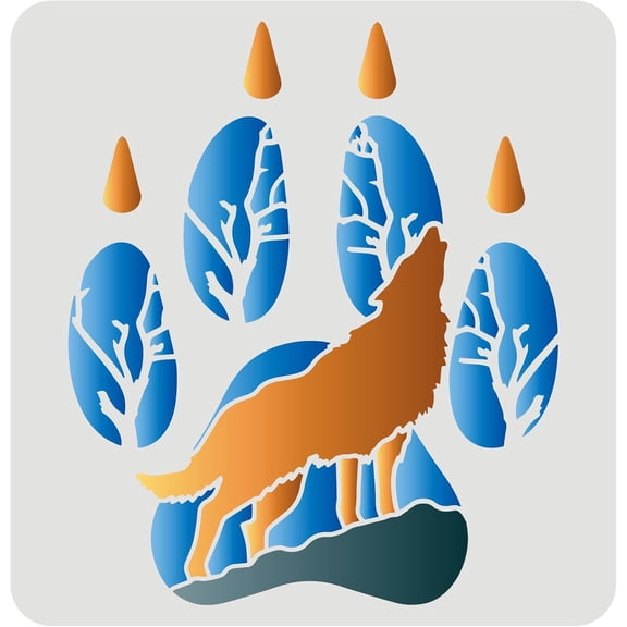 1 pc Large Plastic Reusable Drawing Painting Stencils Templates for Painting on Scrapbook Fabric Tiles Floor Furniture Wood Square Wolf Pattern