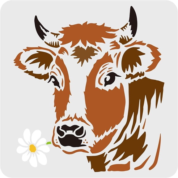 1 pc Large Plastic Reusable Drawing Painting Stencils Templates for Painting on Scrapbook Fabric Tiles Floor Square Cow Pattern 300x300mm