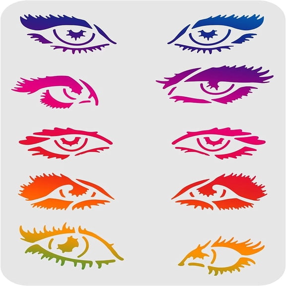 1 pc Large Plastic Reusable Drawing Painting Stencils Templates for Painting on Scrapbook Fabric Tiles Furniture Wood Rectangle Eye Pattern for DIY