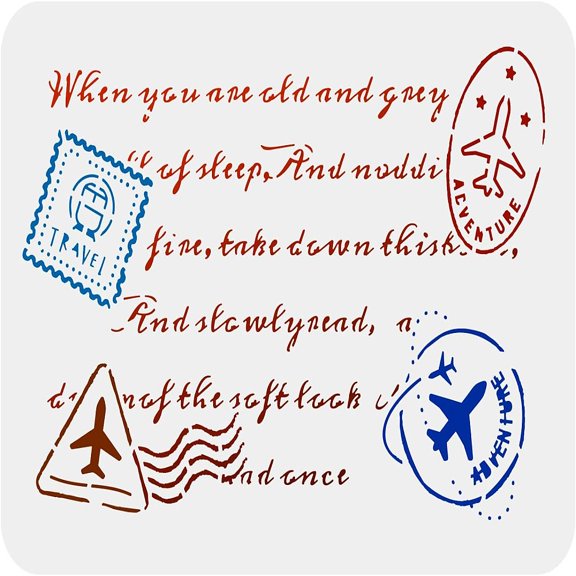 1 pc Large Plastic Reusable Drawing Painting Stencils Templates for Painting on Scrapbook Fabric Tiles Travel Themed 297x210mm