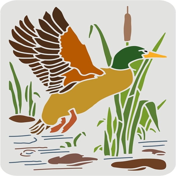 1 pc Large Plastic Reusable Drawing Painting Stencils for Painting on Scrapbook Fabric Tiles Floor Furniture Wood Duck Pattern 297x210mm