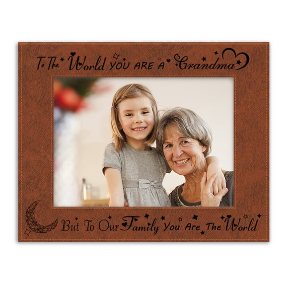 1 pc Leather Picture Frame Laser Printed Photo Frame Horizontal Rectangle with Word Moon Pattern 247x197mm Inner Diameter: 127x177mm