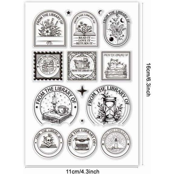 1 pc from The Library of Clear Stamp Personalized Book Silicone Stamp Bookshelf Rubber Stamp Reading Transparent Stamp for Library Cards Making Scrapbooking Photo Album Decor 6.2x4.3 Inch