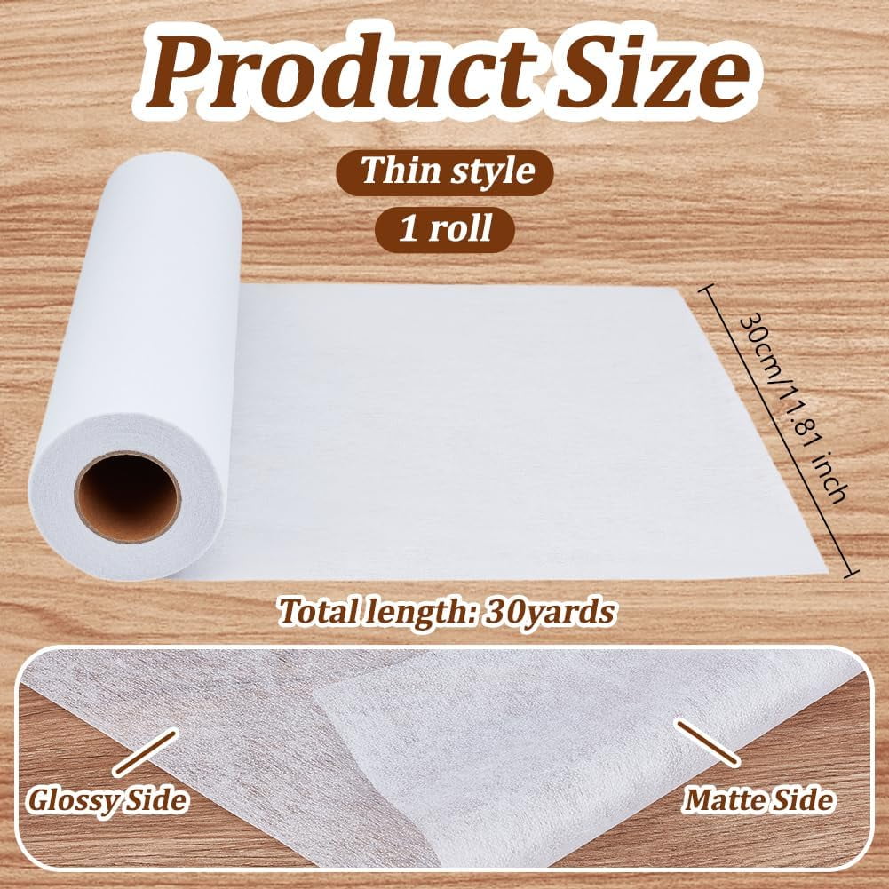 1 pc Light Weight 25g/㎡ White Iron-On Fusible Interfacing 11.81 Inch x ...