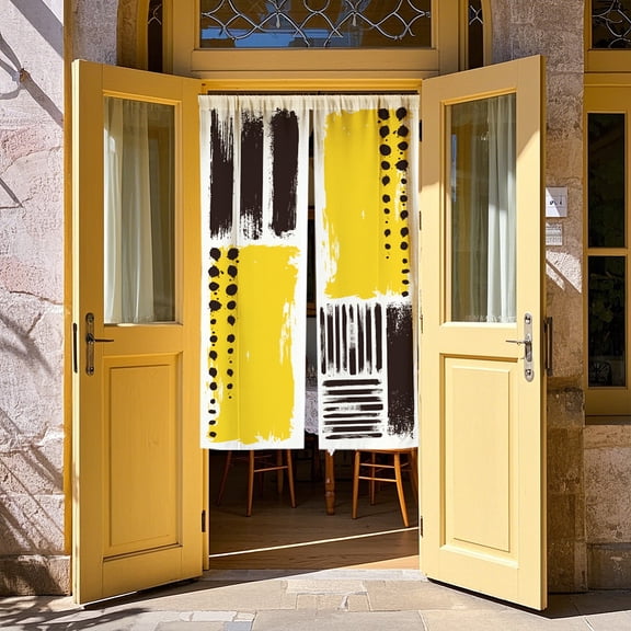 1 pc Linen Door Curtain Mixed Shapes 1500x850mm