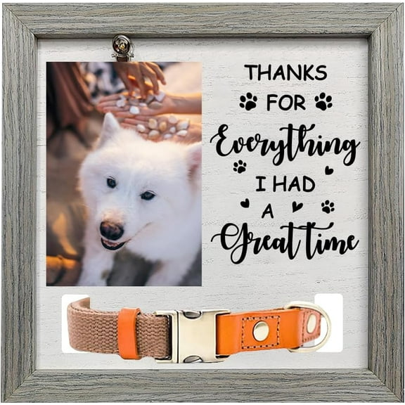 1 pc MDF Pet Photo Frames for Tabletop Display Photo 230x230mm Frame Square with Word Gray Paw Print Wood