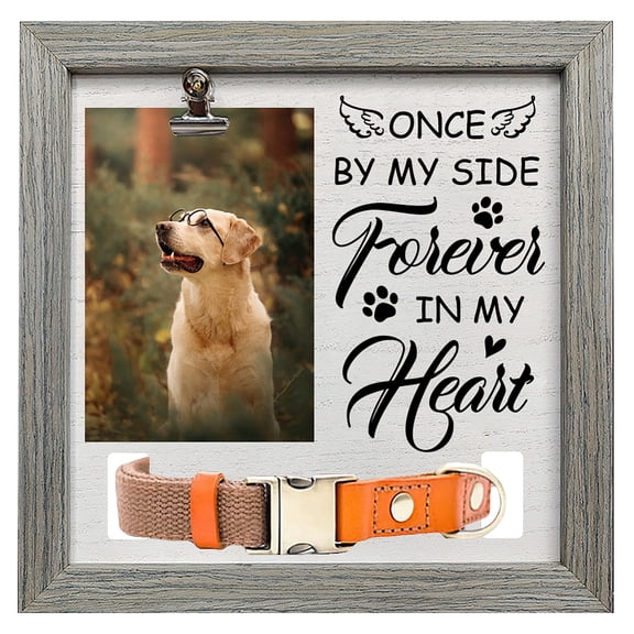 1 pc MDF Pet Photo Frames for Tabletop Display Photo Frame Square Gray Paw Print 230x230mm
