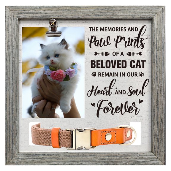 1 pc MDF Pet Photo Frames for Tabletop Display Photo Frame Square with Word Gray Paw Print 230x230mm DIY