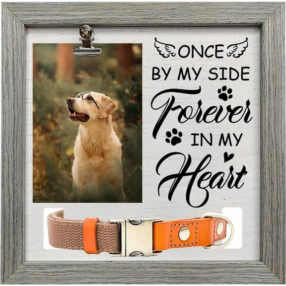 1 pc MDF Pet Photo Frames for Tabletop Display Photo Frame Square with Word Gray Paw Print 230x230mm art