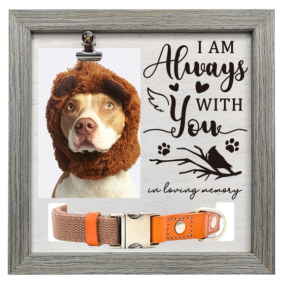 1 pc MDF Pet Photo Frames for Tabletop Display Photo Frame Square with Word Gray Paw Print 23x23cm