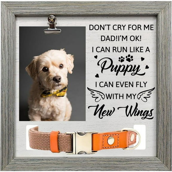 1 pc MDF Pet Photo Frames for Tabletop Display Photo Frame Square with Word Gray Wing 230x230mm