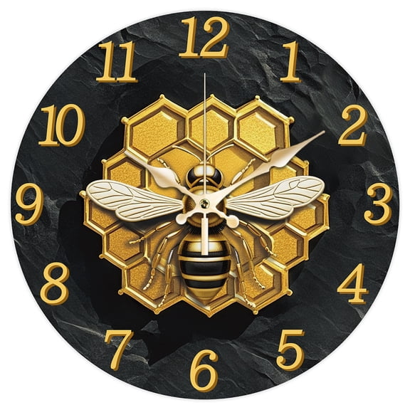 1 pc MDF Printed Wall Clock for Home Living Room Bedroom Decoration Flat Bees 300mm